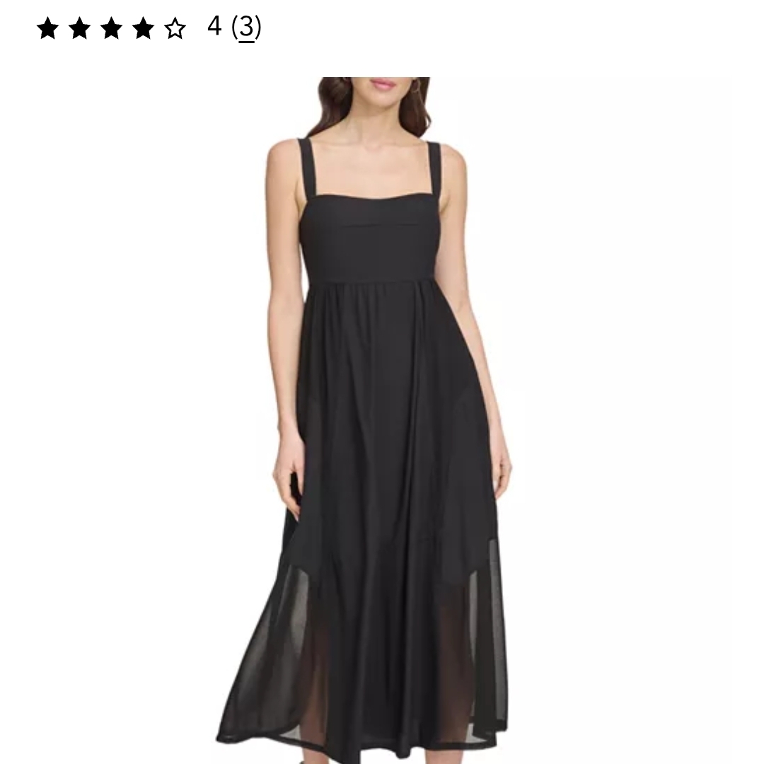 Dkny Black Midi Dress With Sheer Details